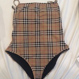 Burberry Beige Check One Piece Swimsuit